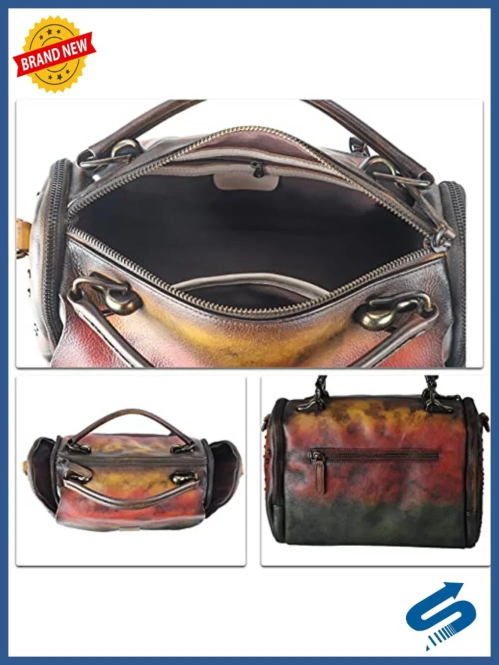 Genuine Leather Vintage Handmade Top Handle Satchel Crossbody Bag